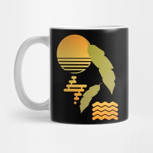 Abstract Sunset with Tropical Leaves Mug